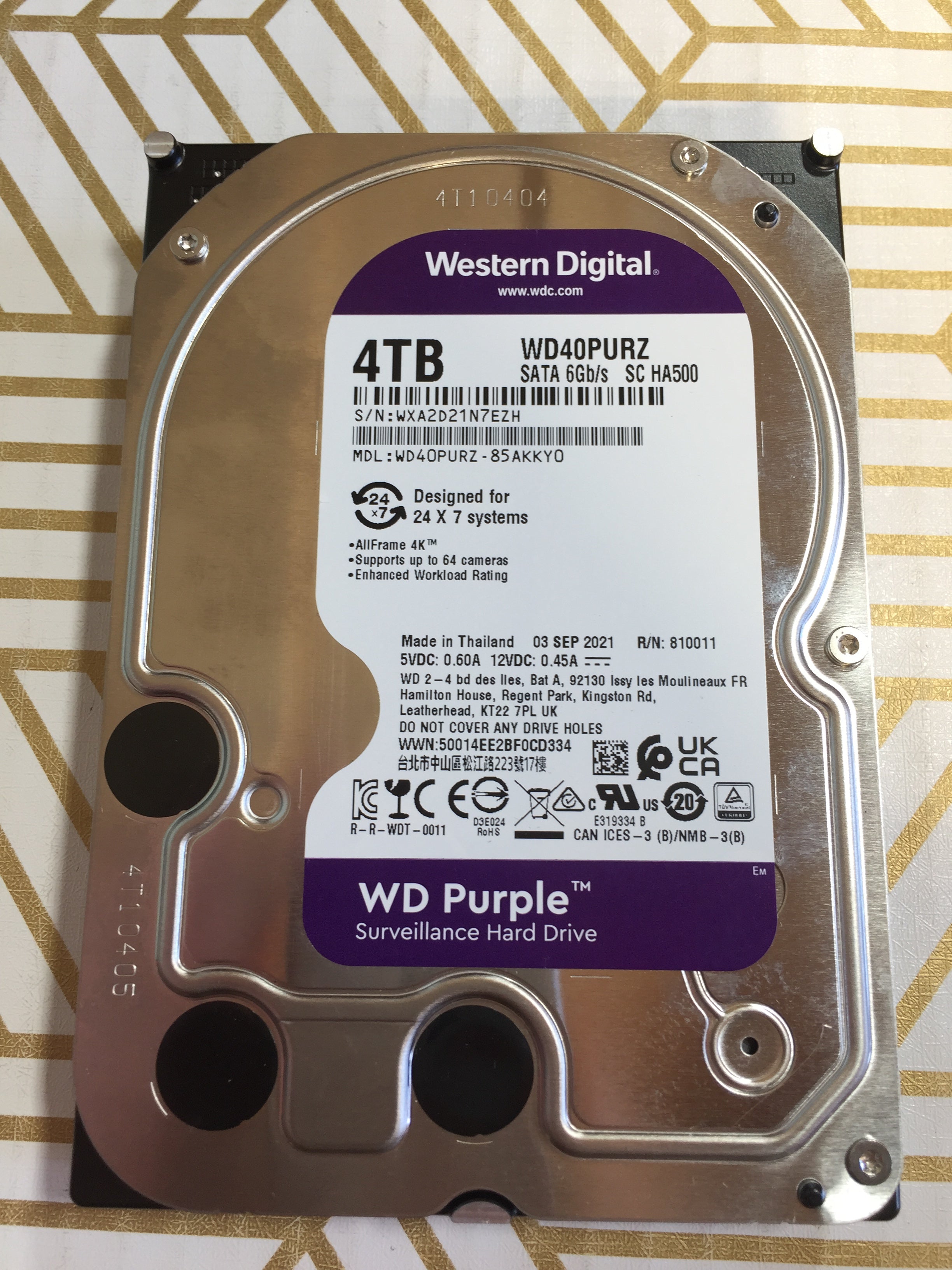 Western Digital 4TB WD Purple Surveillance Internal Hard Drive HDD - WD40PURZ (7761888280814)